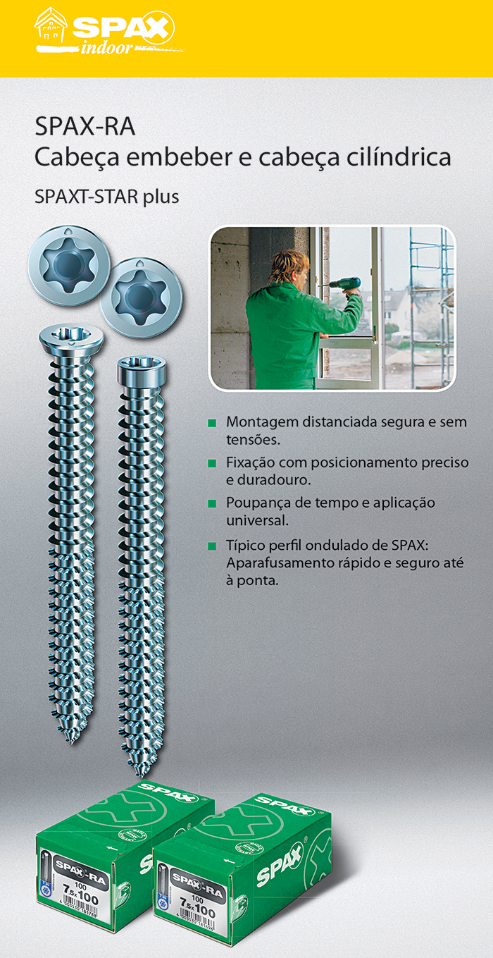 Batista Gomes - SPAX-RA - Cabe�a embeber e cabe�a cil�ndrica - SPAX T-STAR plus