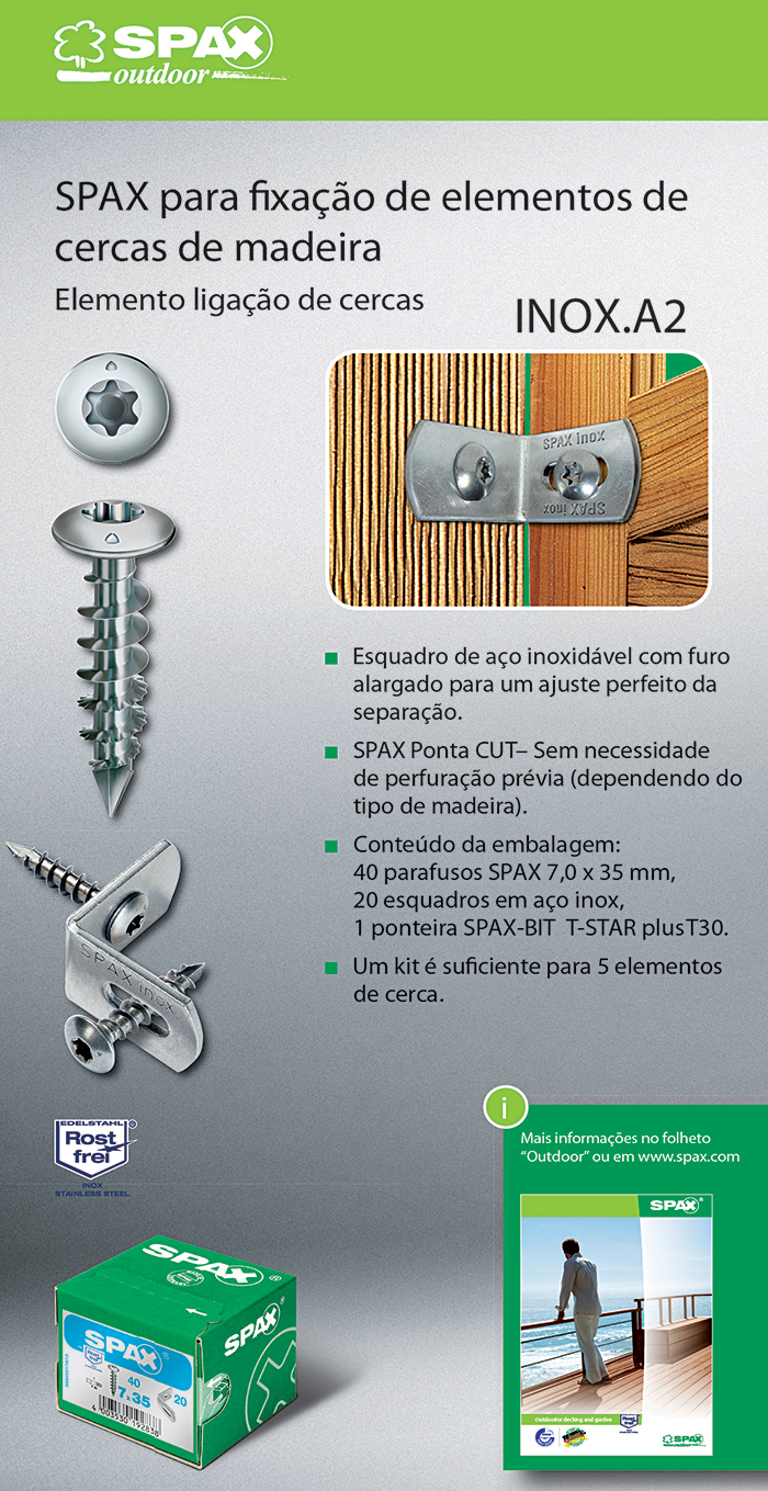 Batista Gomes - SPAX para fixa��o elementos de cercas de madeira - Elemento liga��o de cercas