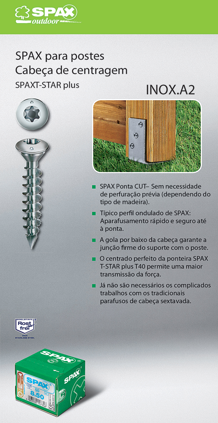Batista Gomes - SPAX para postes - Cabe�a de centragem - SPAX T-STAR plus