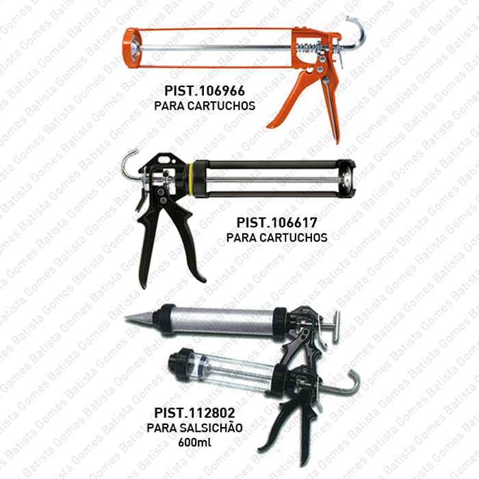 Pistolas para aplica��o de silicone, selantes, adesivos e afins