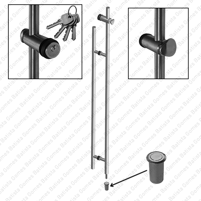 Batista Gomes - A.IN.8413P - Asa dupla com fechadura para portas - INOX