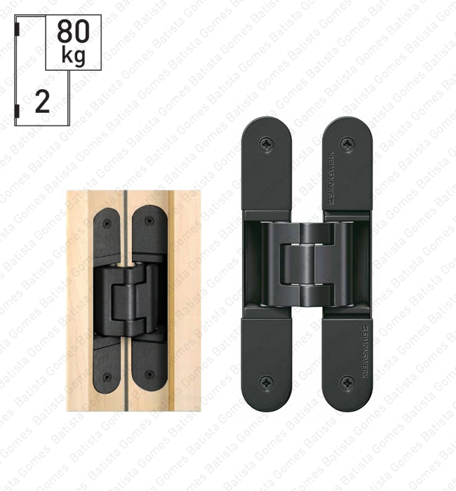 Dobradi�a oculta / invis�vel TECTUS 3 D - Carga 80Kgs (2 Dobradi�as)