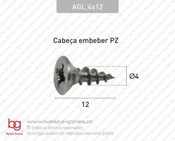 Parafuso cabe�a embeber PZ-Pozidrive