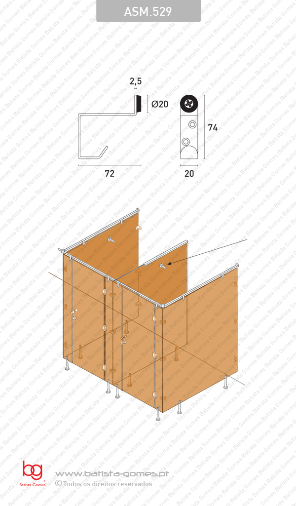 Cabide / batente - INOX 304