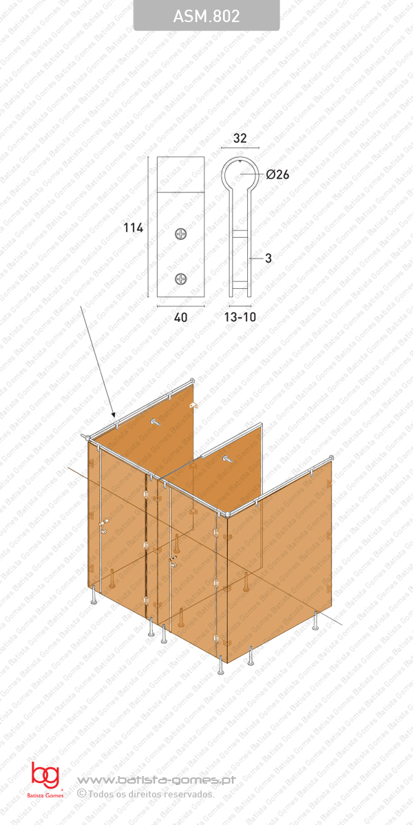 Suporte superior para painel - INOX 304