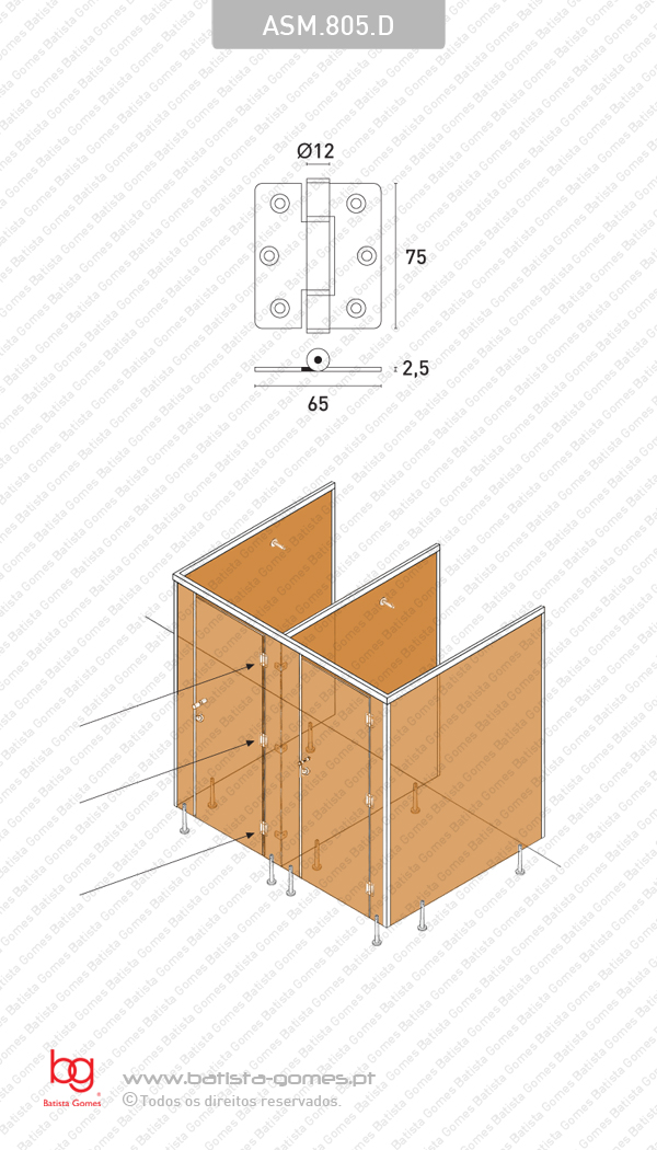 Dobradi�a para cabines modulares - INOX 304