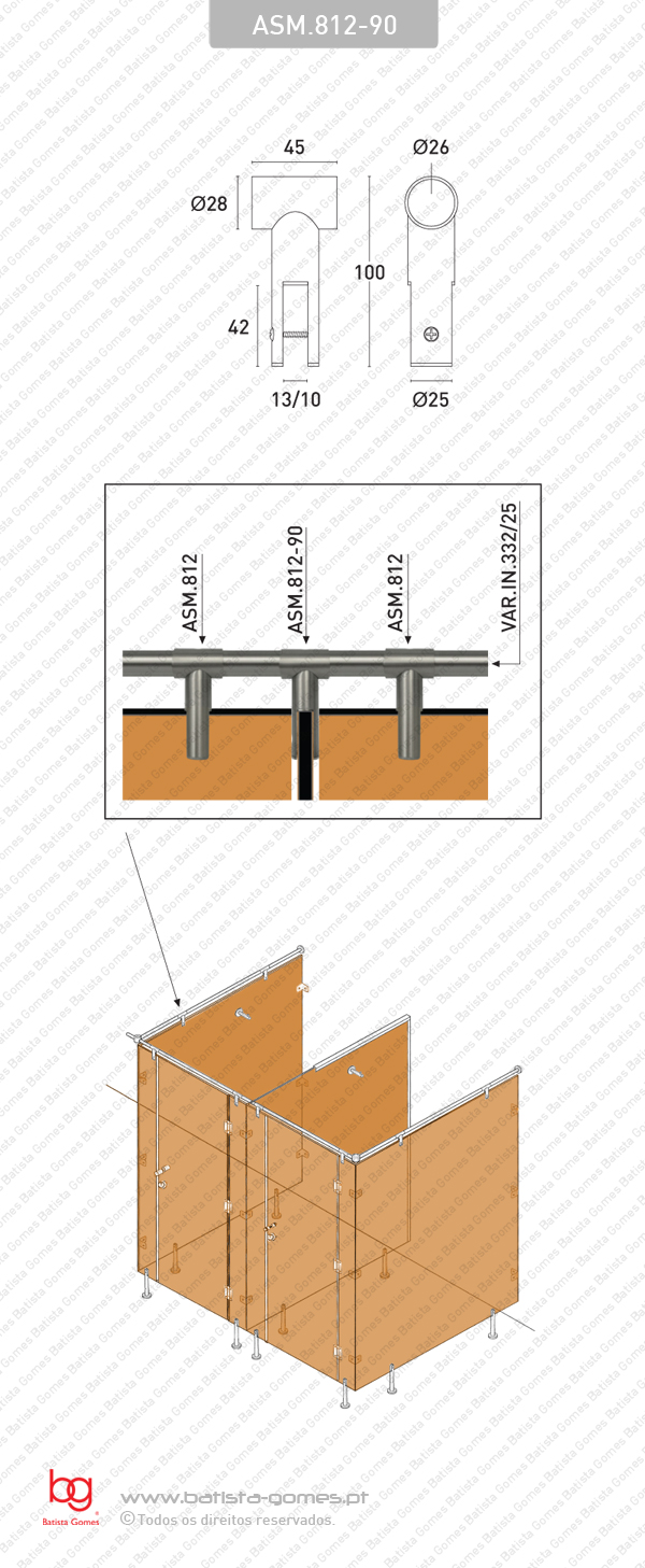 Suporte superior para painel - INOX 304