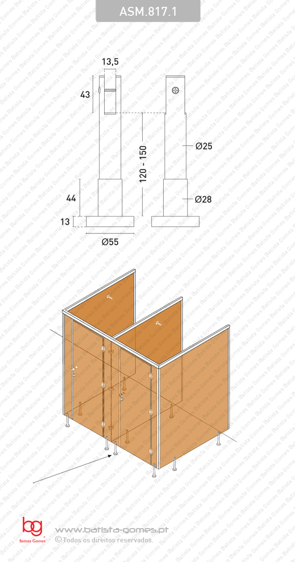 Suporte inferior regul�vel - INOX 304