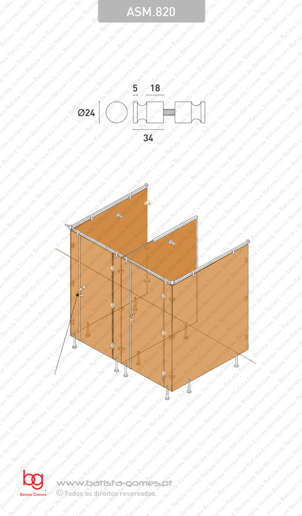 Puxador duplo para porta - INOX 304