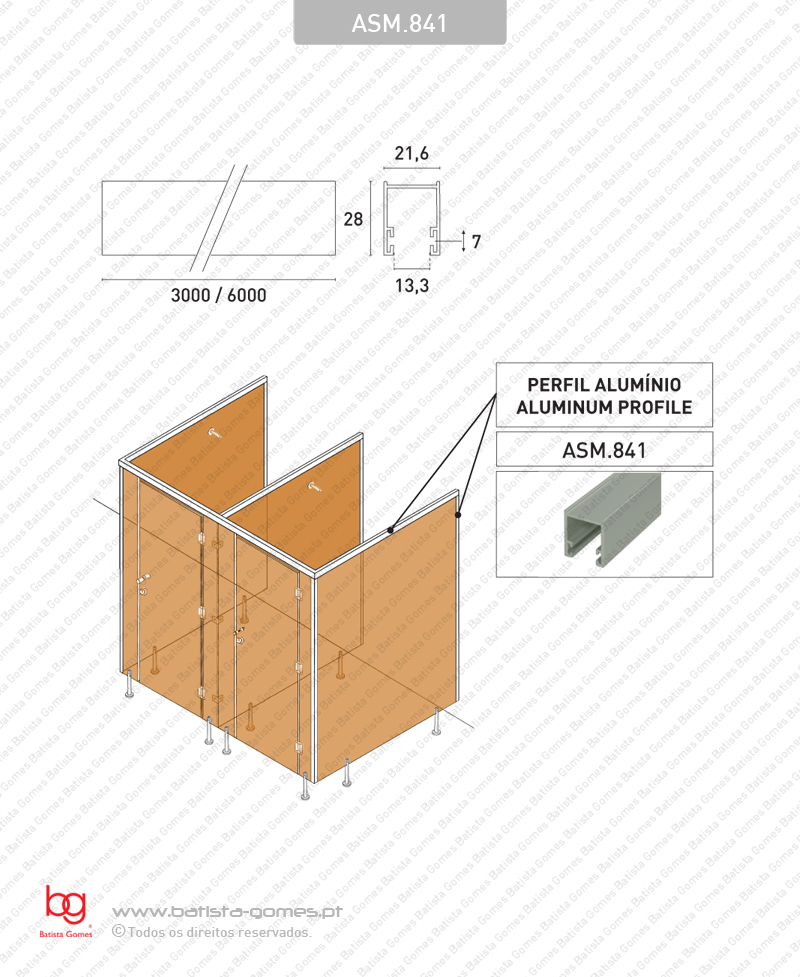 Perfil vertical ou horizontal - Alum�nio