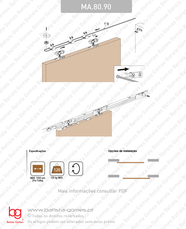Sistema auto-fecho para portas de correr - 40 a 120kg