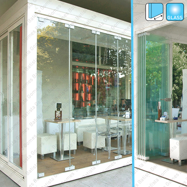 Batista Gomes - Plicat Glass SV-A101D Articuladas | SAHECO - Sistema para divis�es e portas correr passagem em vidro / Portas articuladas - At� 100Kg por par de folhas
